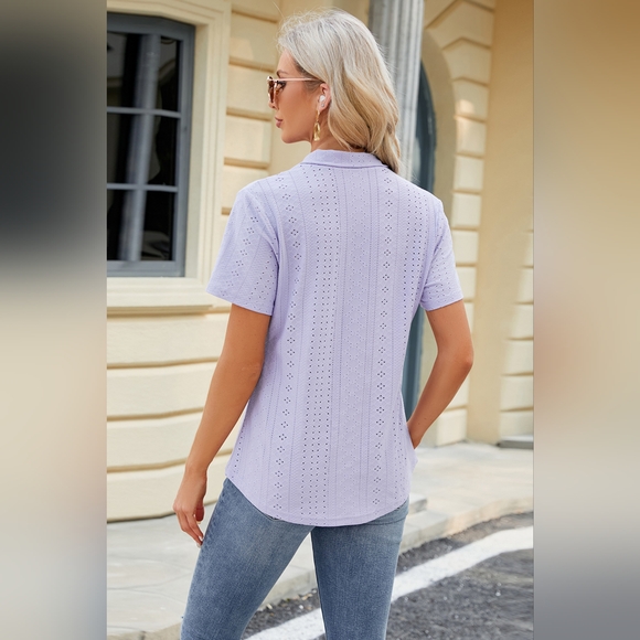 Eyelet Short Sleeve Blouse. Hit The Like ♡ Button For SALE Price!! - Picture 5 of 5